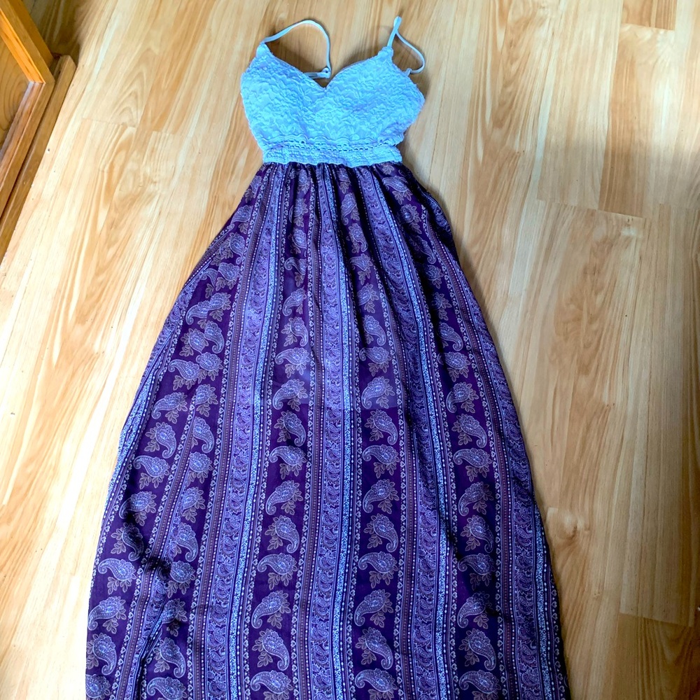 Paisley maxi sundress summer with built in bra padding